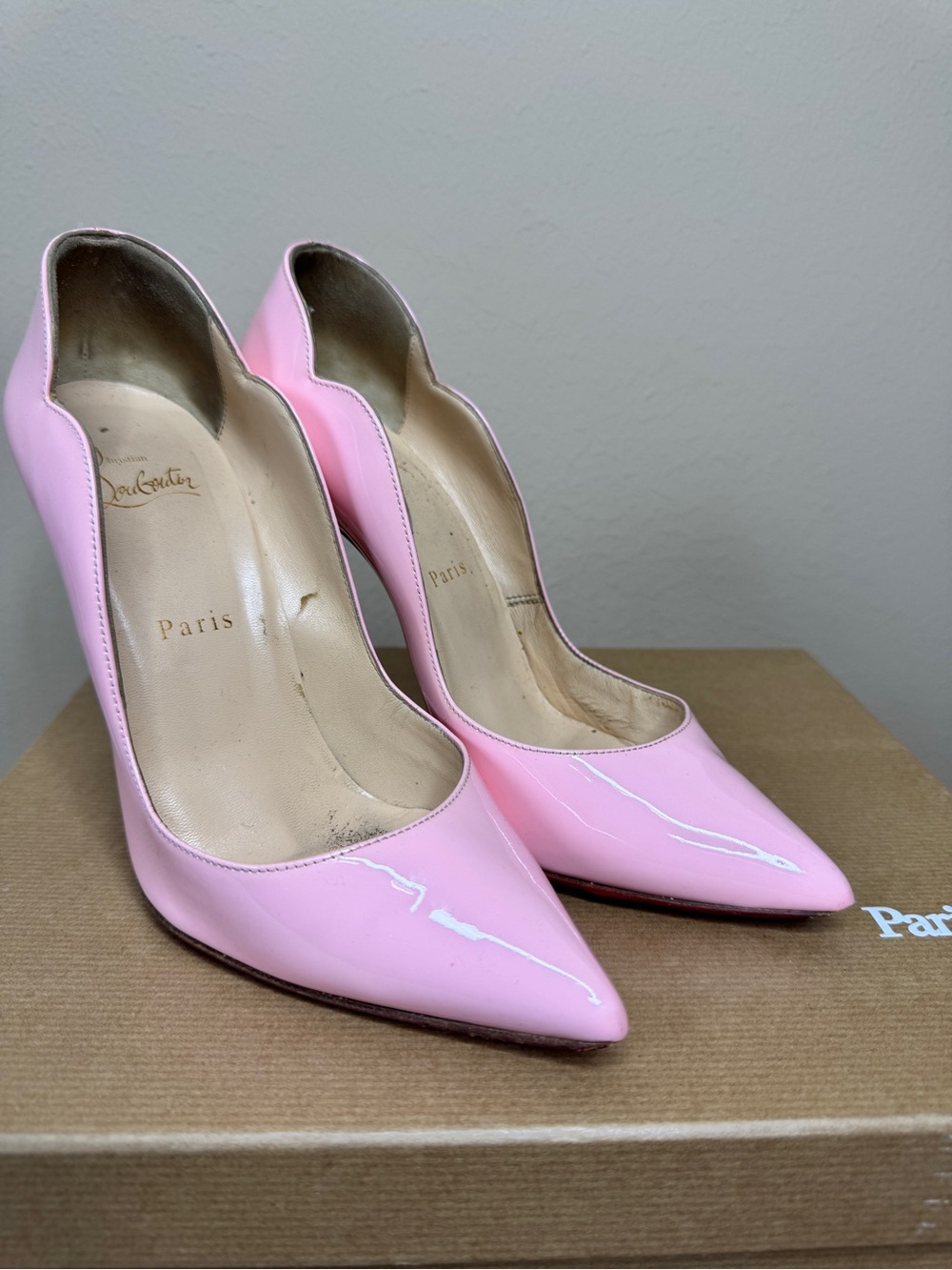 Christian Louboutin Pink Patent Pointed-Toe Stiletto Pumps